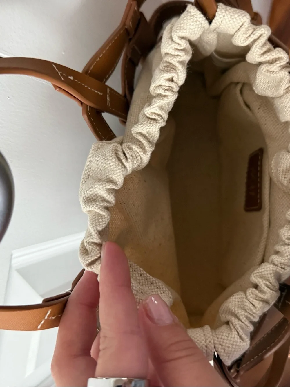 H&M Drawstring Detail Tote Bag Brown